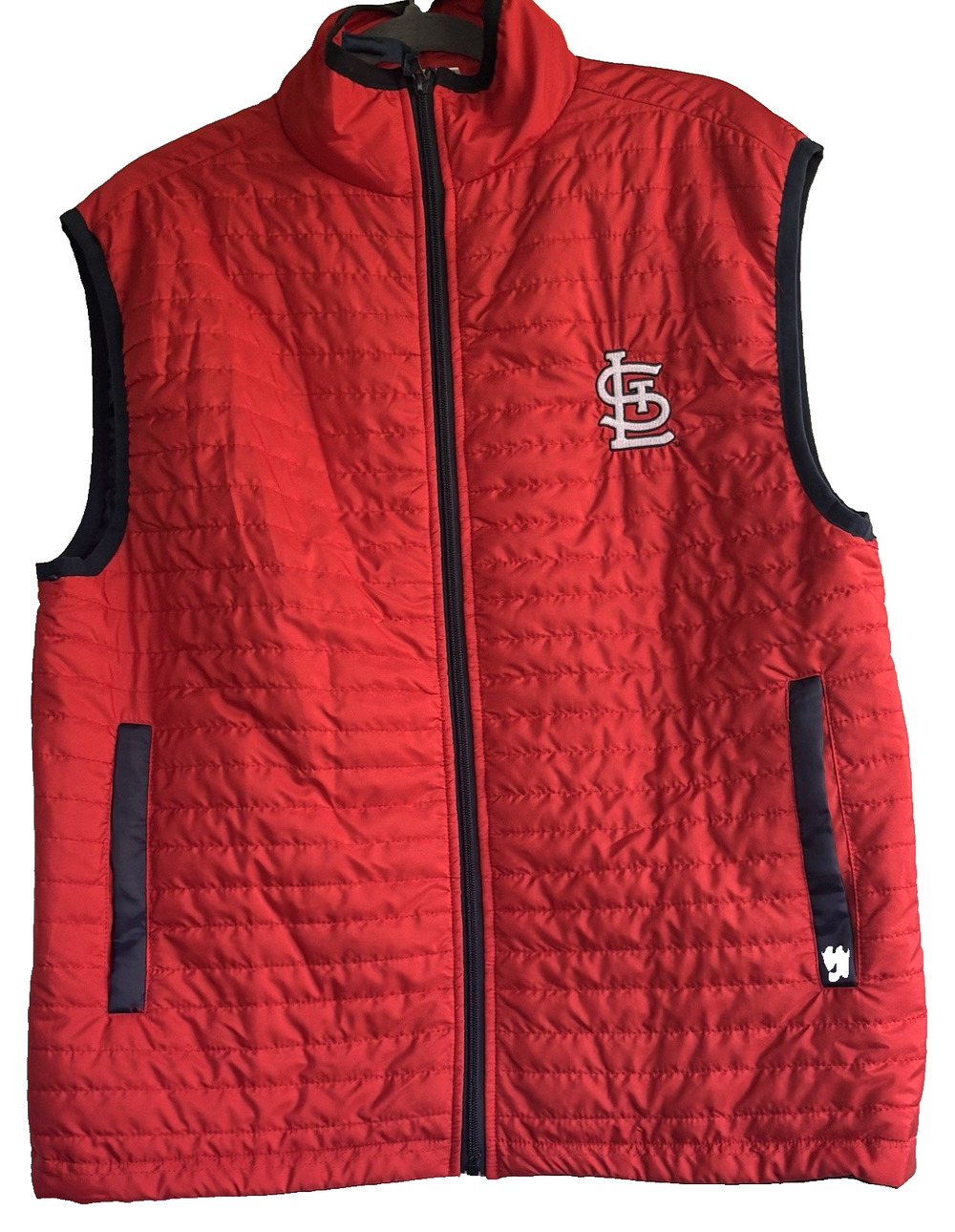 St Louis Cardinals Full Zip Bayer Logo Quilted Puffer Vest Men's Size XL Red